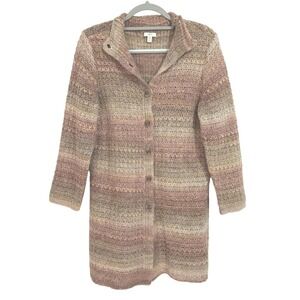 J. Jill Wool Alpaca Blend Longline Cardigan Medium Petite Ombre Crochet Knit